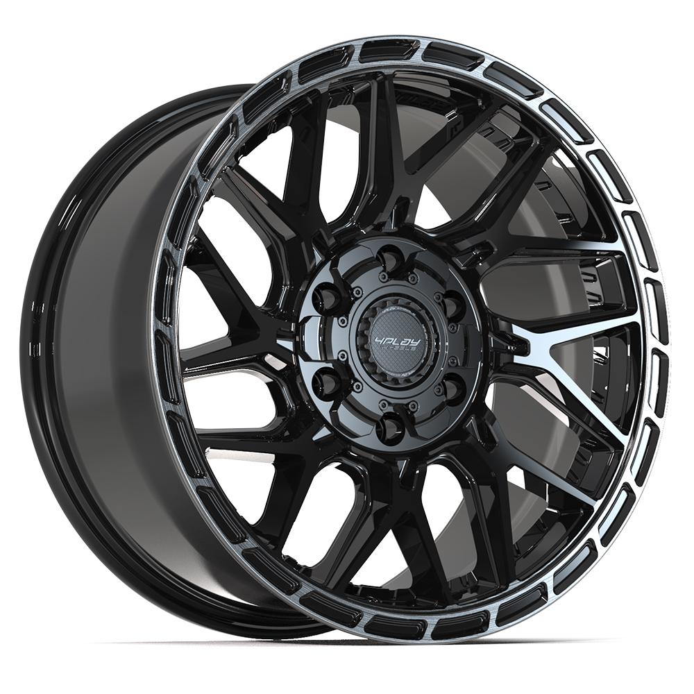 4PLAY 4PS28 18x9 6X139.7, 6X135 18 GLOSS BLACK W/ BRUSHED FACE & TINTED CLEAR