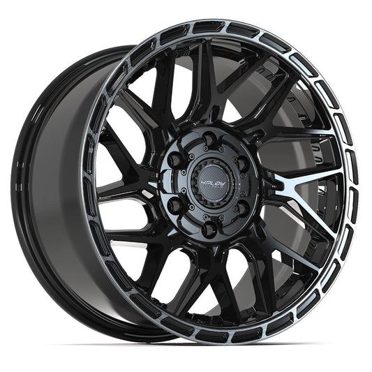 4PLAY 4PS28 18x9 6X139.7, 6X135 18 GLOSS BLACK W/ BRUSHED FACE & TINTED CLEAR