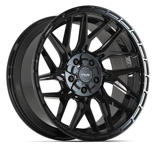 4PLAY 4PS28 20x9 5X127, 5X139.7 -6 GLOSS BLACK W/ BRUSHED FACE & TINTED CLEAR