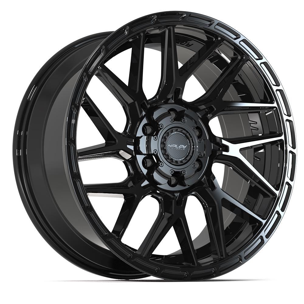 4PLAY 4PS28 20x9 6X139.7, 6X135 18 GLOSS BLACK W/ BRUSHED FACE & TINTED CLEAR