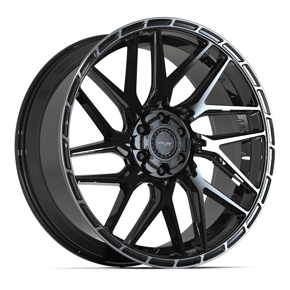 4PLAY 4PS28 24x10 6X139.7, 6X135 24 GLOSS BLACK W/ BRUSHED FACE & TINTED CLEAR
