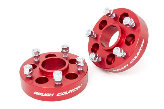Rough Country 1.5 Inch Wheel Adapters | 5x4.5 to 5x5 | Red | Jeep Cherokee XJ/Comanche MJ/Wrangler TJ