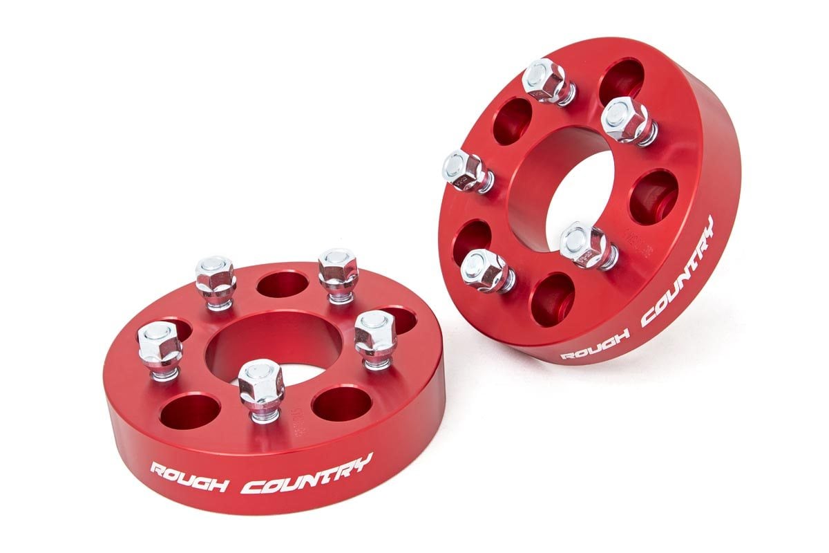 Rough Country 1.5 Inch Wheel Adapters | 5x5 to 5x4.5 | Red | Jeep Wrangler JK/Wrangler Unlimited (07-18)