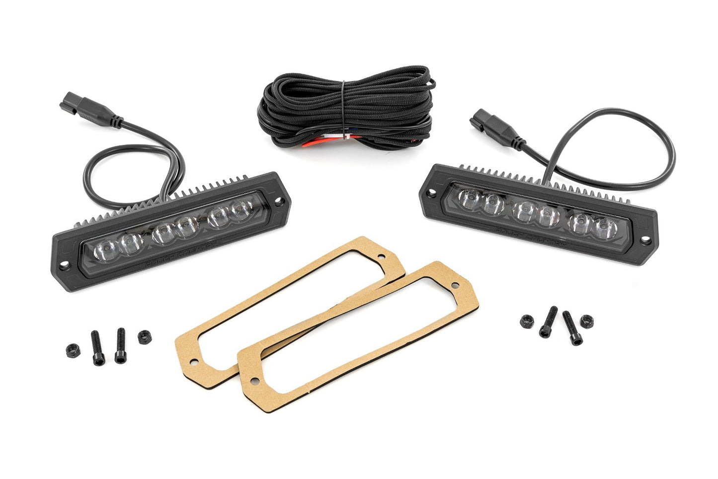 Rough Country 6 Inch Black Series LED Lights | Flush Mount | Pair