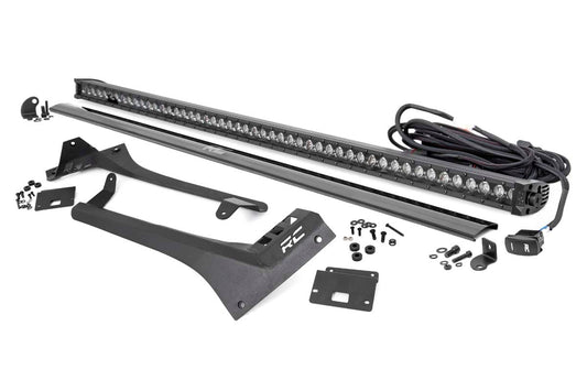 Rough Country LED Light Kit | Windshield | 50" BLK Single Row | WHT DRL | Jeep Gladiator JT/Wrangler JL (18-26)
