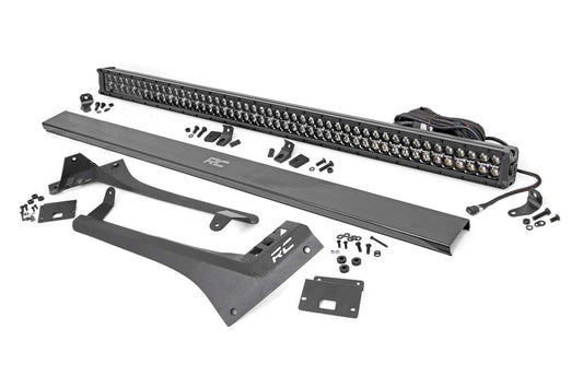 Rough Country LED Light Kit | Windshield | 50" BLK Dual Row | WHT DRL | Jeep Gladiator JT/Wrangler JL (18-26)