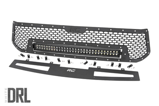 Rough Country Mesh Grille | 30" Dual Row LED | Black | White DRL | Toyota Tundra (14-17)