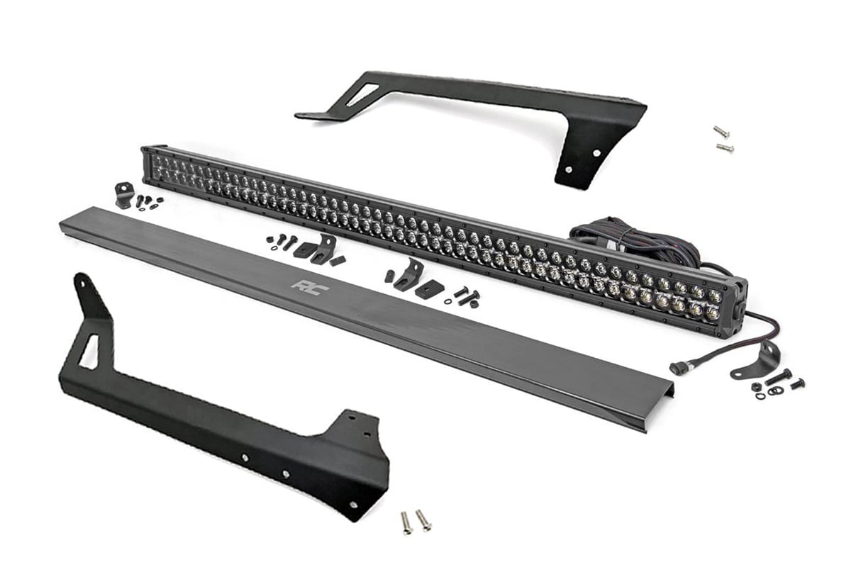 Rough Country LED Light | Windshield Mnt | 50" Black Dual Row | Amber DRL | Jeep Wrangler JK (07-18)