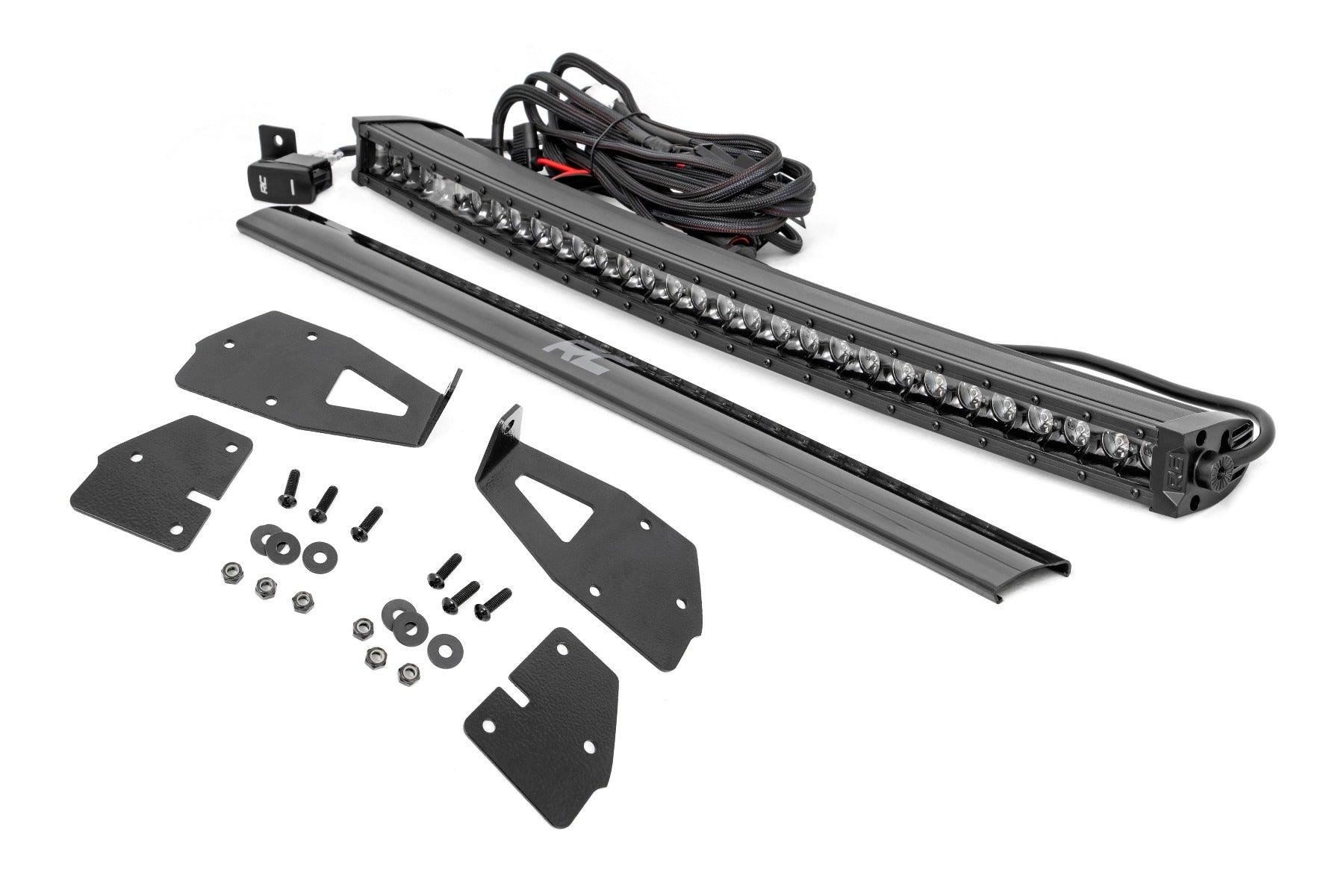 Rough Country LED Light Kit | Grille Mount | 30" Black Single Row | White DRL | Ford Raptor (17-20)