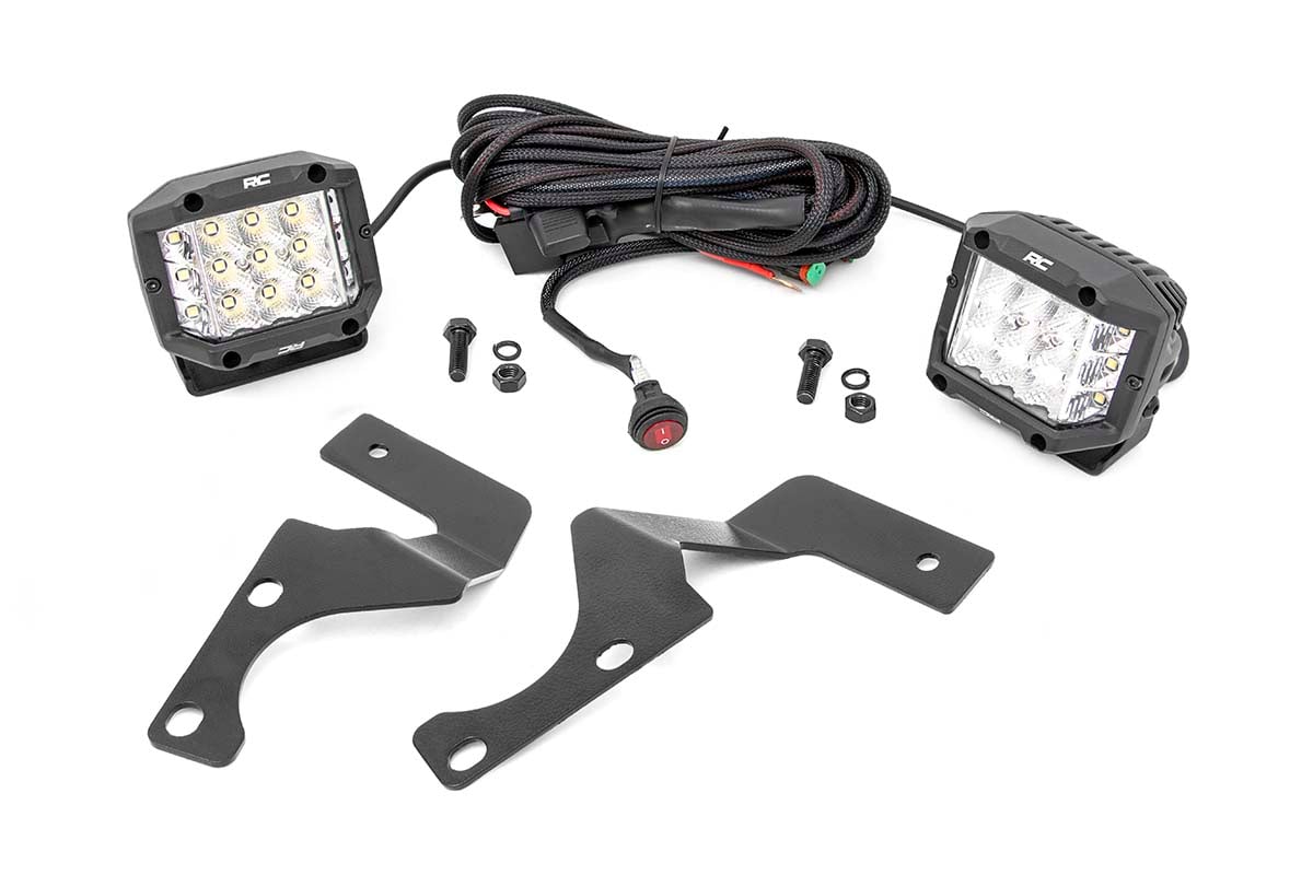 Rough Country LED Light Kit | Ditch Mount | 3" Chrome Wide Angle Pair