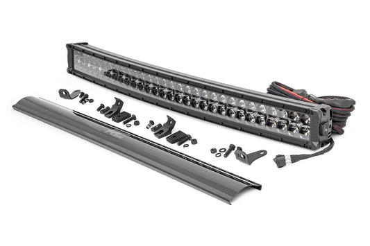 Rough Country 30 Inch Black Series LED Light Bar | Curved | Dual Row | Amber DRL