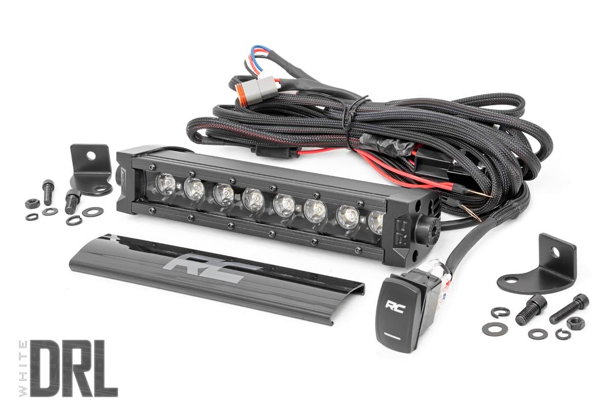 Rough Country 8 Inch Black Series LED Light Bar | Single Row | Cool White DRL