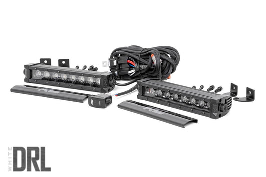 Rough Country 8 Inch Black Series LED Light Bar | Single Row | Cool White DRL | Pair