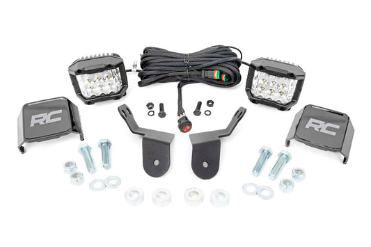 Rough Country LED Light Kit | Cage Mount | 2" Chrome Pair | Wide Angle | Honda Pioneer 1000