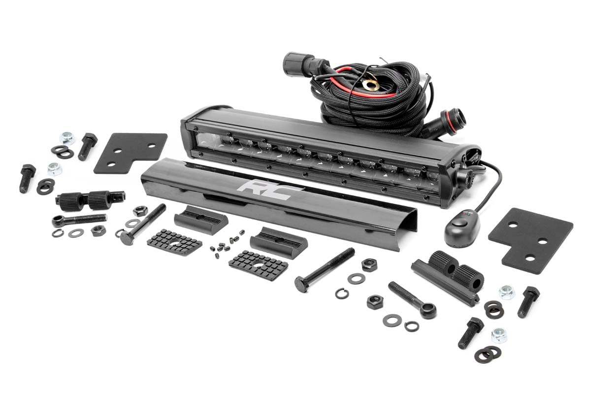 Rough Country LED Light Kit | Bumper Mount | 12" Black Single Row | Polaris Ranger XP 1000