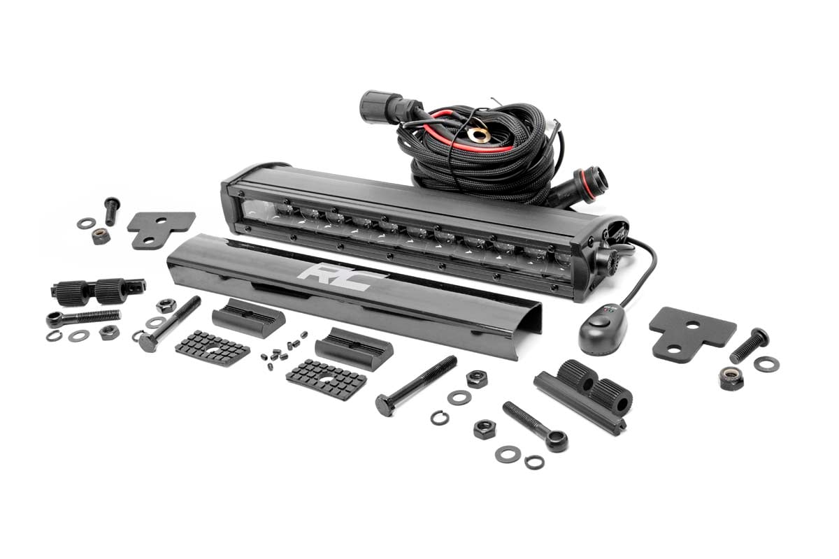 Rough Country LED Light | Bumper Mount | 12" Black Single Row | Can-Am Defender HD 8/HD 9/HD 10