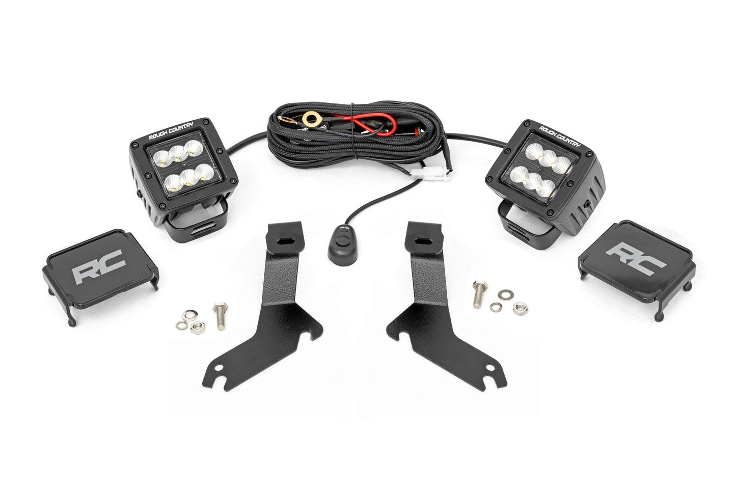 Rough Country LED Light Kit | Ditch Mount | 2" Black Pair | Flood | Chevy Silverado 1500 (99-06)/Tahoe (00-06)