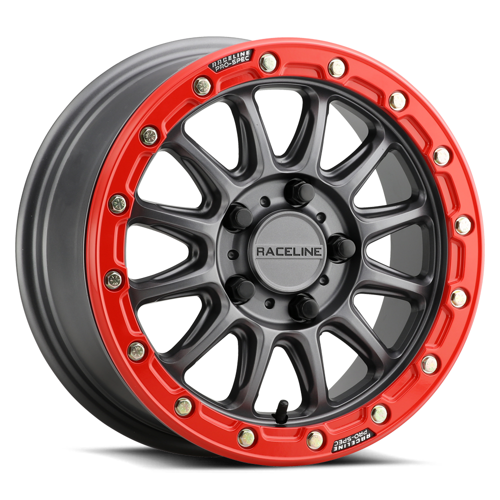 Raceline A14 Alpha wheel Satin Gunmetal w/red Ring