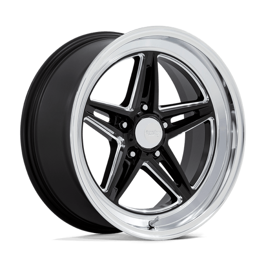 American Racing Vintage VN514 GROOVE GLOSS BLACK MILLED WITH DIAMOND CUT LIP