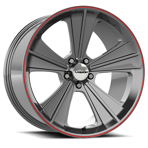 VISION MISSILE CUSTOM WHEEL Gun Metal w/Red Lip