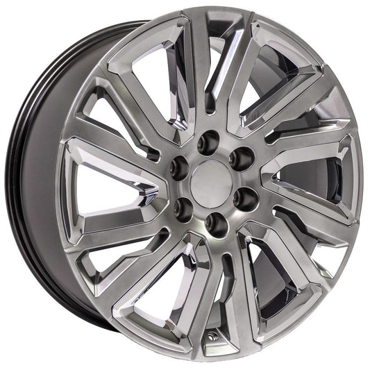 OE WHEELS CV39 22x9 6X139.7 28 HYPER BLACK WITH CHROME INSERT