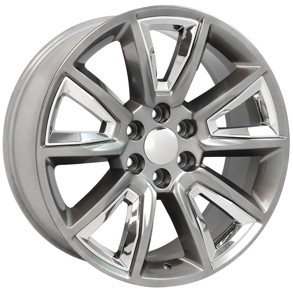 OE WHEELS CV73 22x9 6X139.7 24 HYPER BLACK WITH CHROME INSERT