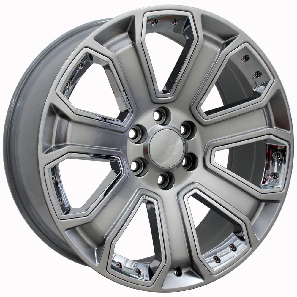 OE WHEELS CV93 22x9 6X139.7 31 HYPER BLACK WITH CHROME INSERT