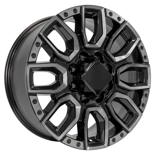 OE WHEELS CV97 20x8.5 8X165.1 12 BLACK MILLED EDGE WITH TINTED CLEAR