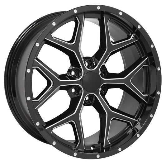 OE WHEELS CV98 22x9.5 6X139.7 24 BLACK WITH MILLED EDGE