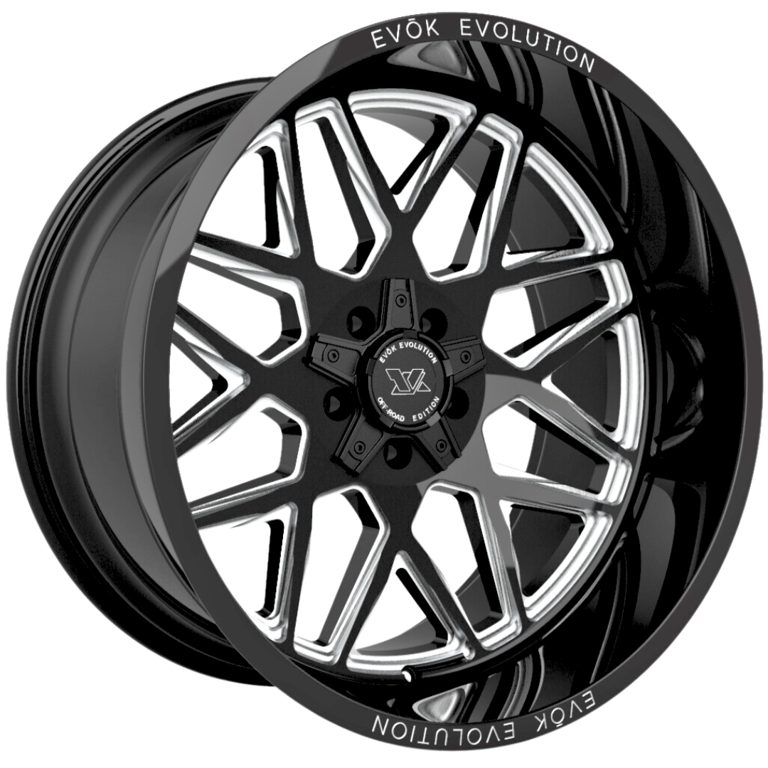 Evok EV504 Custom Wheel Gloss Black Milled Spokes