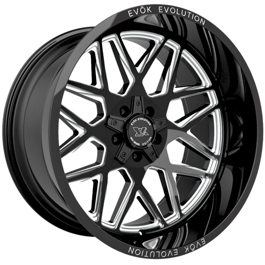Evok EV504 Custom Wheel Gloss Black Milled Spokes
