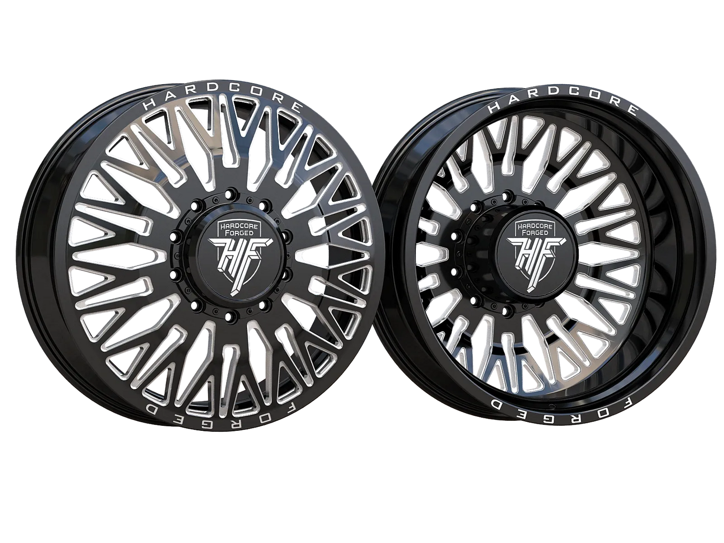 HARDCORE WHEELS ELON GLOSS BLACK MILLED FRONT
