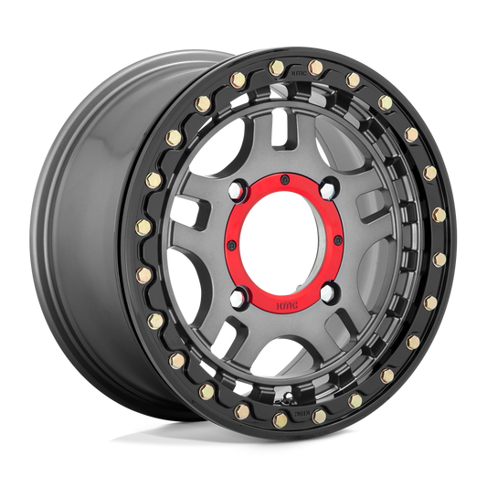 KMC Powersports KS240 RECON BEADLOCK GUN METAL WITH GLOSS BLACK RING