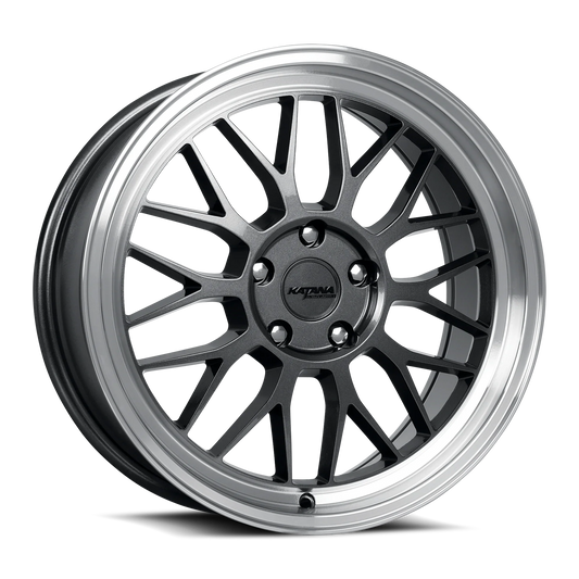 KATANA PERFORMANCE KR06 WHEELS GLOSS GUNMETAL W/MACHINE LIP