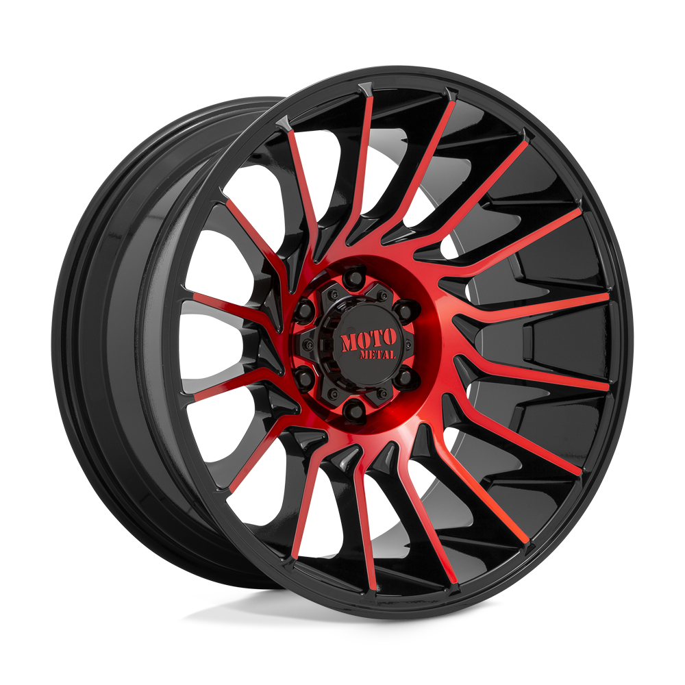 Moto Metal MO807 GLOSS BLACK MACHINED WITH RED TINT