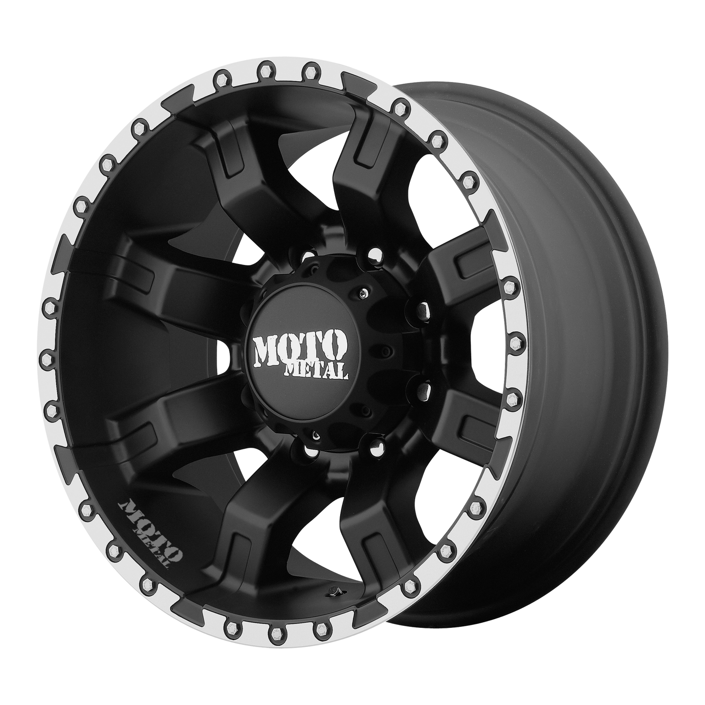 Moto Metal MO968 SATIN BLACK WITH MACHINED FLANGE