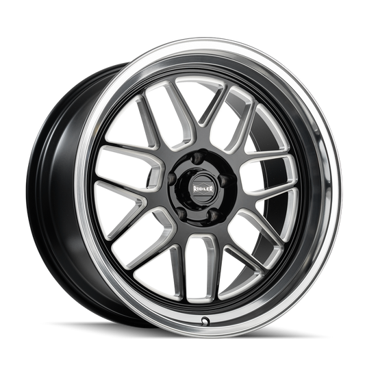 Ridler 611 Custom Wheel Gloss Black Milled with Diamond Cut Lip