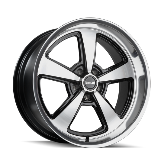 Ridler 652 Custom Wheel Gloss Black with Diamond Cut Face and Lip
