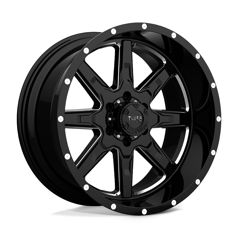 Tuff T15 GLOSS BLACK W/ MILLED SPOKES