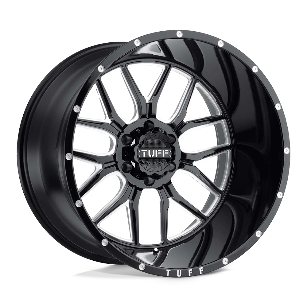 Tuff T23 GLOSS BLACK W/ MILLED SPOKES AND DIMPLES