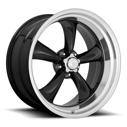 American Racing Vintage VN315 TORQ THRUST II 1 PC GLOSS BLACK MACHINED LIP