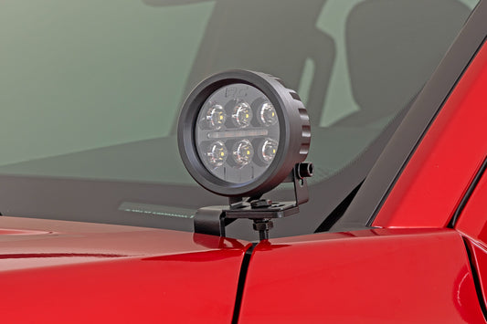 Rough Country LED Light Kit | Ditch Mount | Black Series Round | 3.5 Inch | Amber DRL | Toyota Tacoma (24-25)