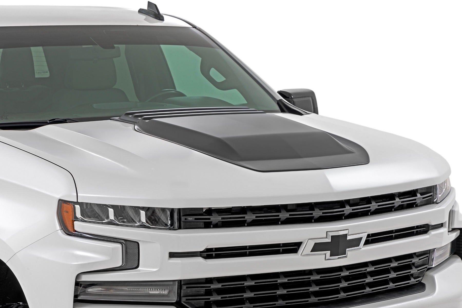 Rough Country Hood Scoop | GAN Silver Ice Metallic | Chevy Silverado 1500 2WD/4WD (19-26)