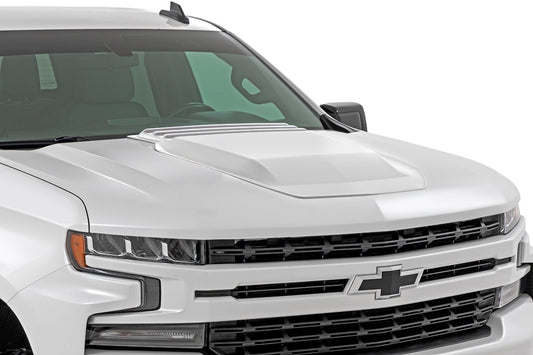 Rough Country Hood Scoop | GAZ Summit White | Chevy Silverado 1500 2WD/4WD (2019-2026)