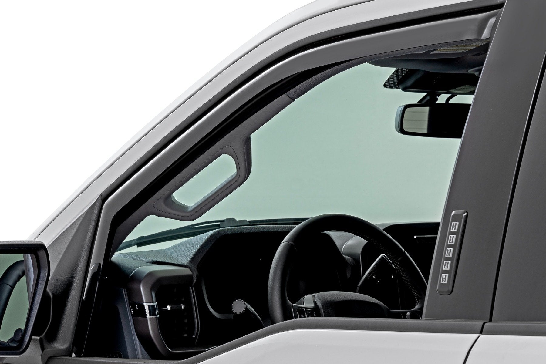 Rough Country Side Window Deflectors | In Channel Rain Guard | Ford F-150/Lightning/F-250/F-350/Raptor (15-26)