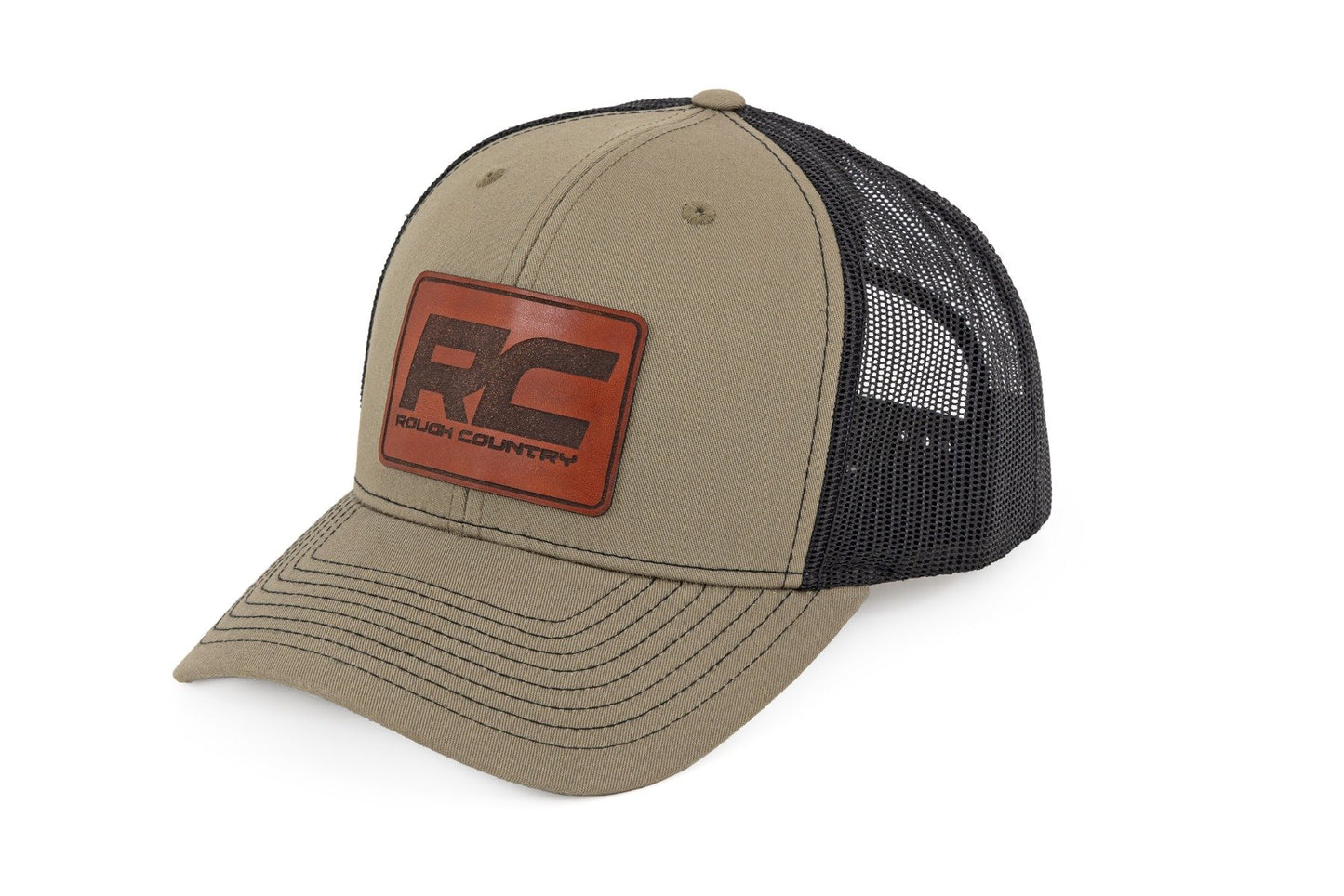 Rough Country Rough Country Hat | Black Mesh | Rough Country Patch | Brown/Leather - Richardson 112