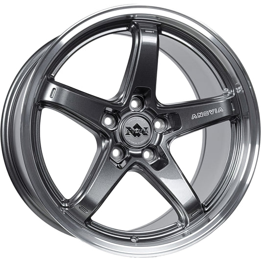 Anovia AN-5S Custom Wheel Gloss Gunmetal Machined Lip