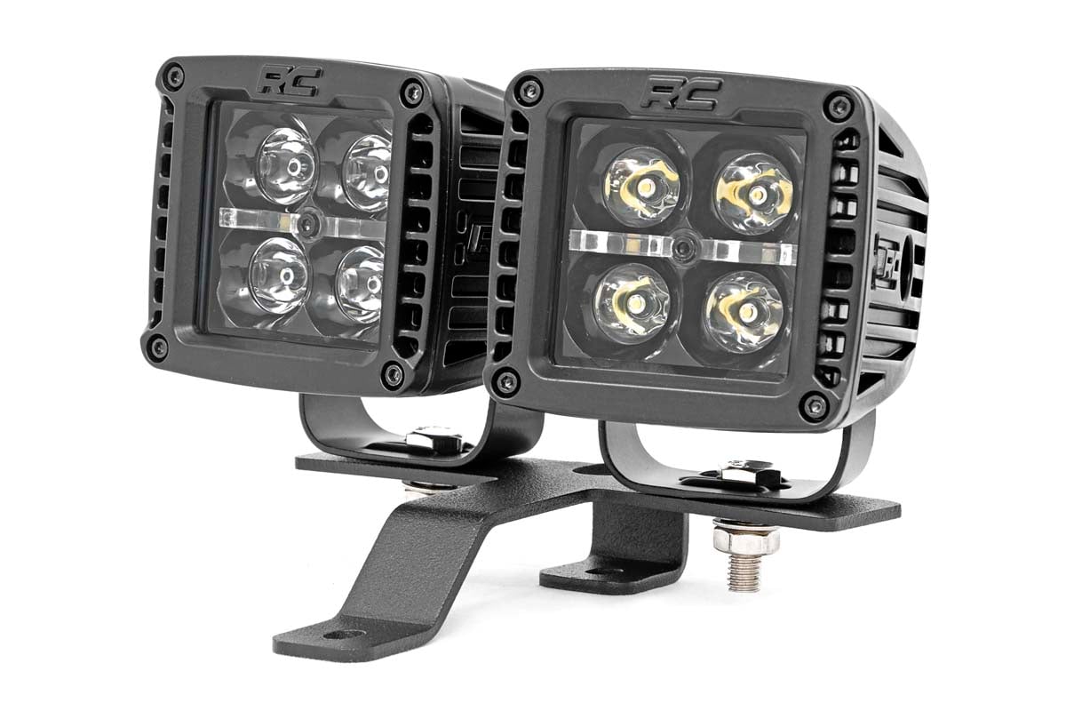 Rough Country LED Light Kit | Quad | Cowl Mount | 2" Black | White DRL | Jeep Gladiator JT/Wrangler JL (18-26)