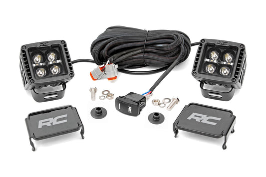 Rough Country LED Light Kit | Ditch Mount | 2" Black Pair | White DRL | Ford Bronco (21-25)