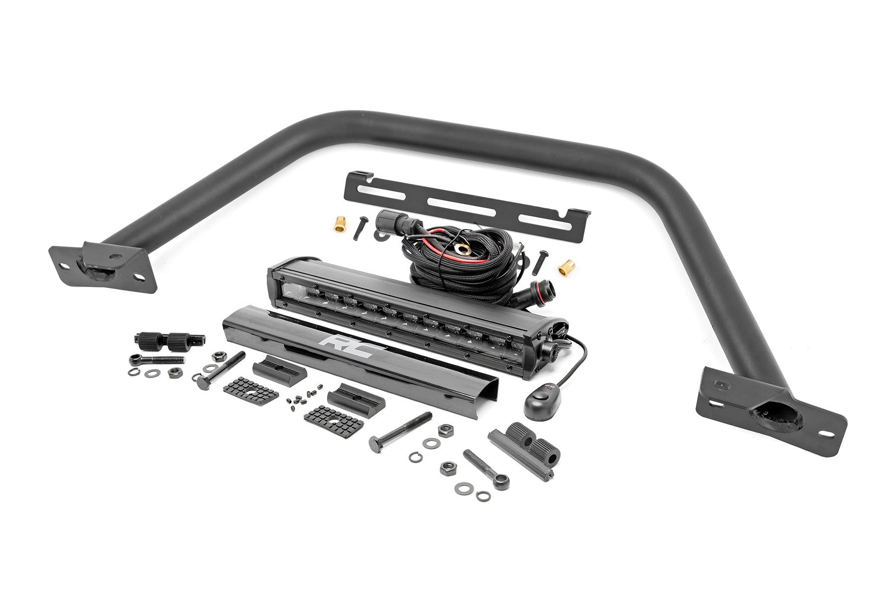 Rough Country Safari Bar | 12" LED Light Bar | Black | Single Row | OE Modular Steel | Ford Bronco (21-25)